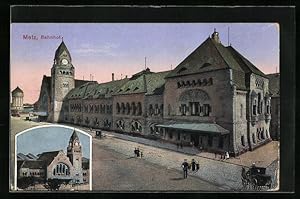 Ansichtskarte Metz, Bahnhof von zwei Seiten gesehen