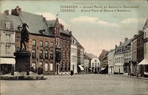 Ansichtskarte / Postkarte Tongres Tongeren Flandern Limburg, Grand Place et Statue d'Ambiorix