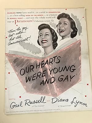Bild des Verkufers fr Our Hearts Were Young and Gay Pressbook 1944 Gail Russell, Diana Lynn, Charlie Ruggles zum Verkauf von AcornBooksNH