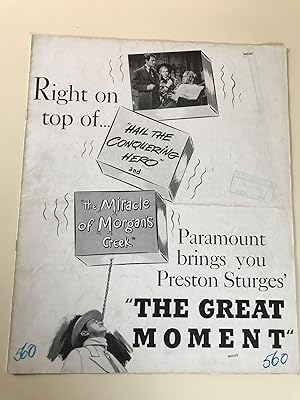 Imagen del vendedor de The Great Moment Pressbook 1944 Joel McCrea, Betty Field, Harry Carey Sr. a la venta por AcornBooksNH