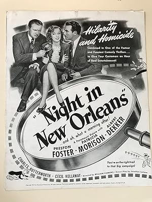 Imagen del vendedor de Night in New Orleans 1942 Preston Foster, Patricia Morison, Albert Dekker a la venta por AcornBooksNH