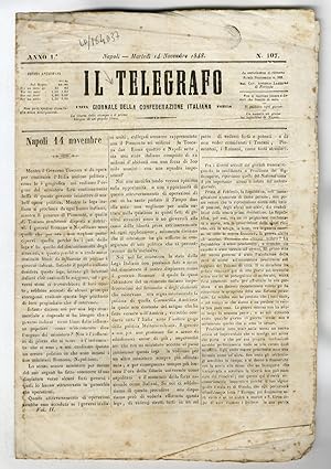 TELEGRAFO (IL). Giornale della Confederazione Italiana. Anno 1°, n. 1907. Martedì 14 novembre 1848.