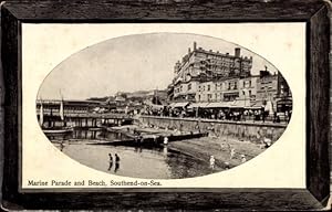 Bild des Verkufers fr Passepartout Ansichtskarte / Postkarte Southend on Sea Essex England, Marine Parade and Beach zum Verkauf von akpool GmbH