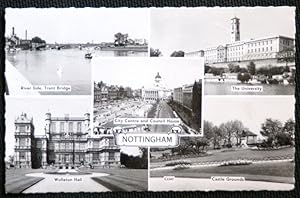Nottingham Postcard Trent Bridge University Wollaton Hall Real Photo 1963 Postcard
