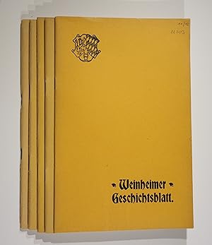 Weinheimer Geschichtsblatt. Zweiter Band, Heft Nr. 11-17 (1921-1927) in fünf Heften.