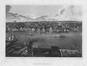 VIEW OF BALTIMORE After J.R. SMITH ,Engraved by J.B. NEAGLE,Historical 1834 Landscape Engraving
