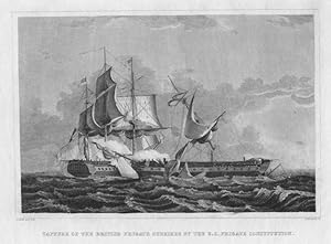 THE CAPTURE OF THE BRITISH FRIGATE GURRIERE BY THE U.S. FRIGATE CONSTITUTION After BIRCH,Engraved...
