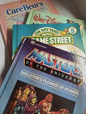 Imagen del vendedor de Four Childrens Books: 1. Masters of the Universe, Skeletors Flower of Power 2. on My Way with Sesame Street-All about Me 3. Walt Disney all about You Volume 11. 4. Care Bears - the Baby Hugs Bear. a la venta por Hammonds Antiques & Books