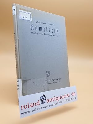 Imagen del vendedor de Leonhard Fendt: Homiletik- Theologie und Technik der Predigt a la venta por Roland Antiquariat UG haftungsbeschrnkt