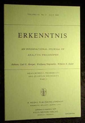 Bild des Verkufers fr Volume 16. Nr. 2. 1981. Erkenntnis. An International Journal of Analytic Philosophy. zum Verkauf von Roland Antiquariat UG haftungsbeschrnkt