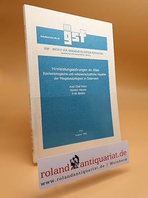 Imagen del vendedor de Hirnleistungsstrungen im Alter : epidemiologische und volkswirtschaftliche Aspekte der Pflegebedrftigkeit in sterreich / Institut fr Gesundheits-System-Forschung: Schriftenreihe ; Bd. 49 a la venta por Roland Antiquariat UG haftungsbeschrnkt