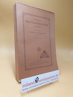 Immagine del venditore per Katalog der Stadtbibliothek in Kln. Abteilung Rh. Geschichte und Landeskunde der Rheinprovinz.Zweiter Band venduto da Roland Antiquariat UG haftungsbeschrnkt