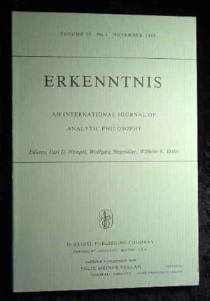 Imagen del vendedor de Volume 23. Nr. 3. 1985. Erkenntnis. An International Journal of Analytic Philosophy. a la venta por Roland Antiquariat UG haftungsbeschrnkt