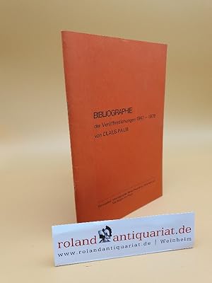 Imagen del vendedor de Bibliographie der Verffentlichungen von Claus Palm 1947-1979 a la venta por Roland Antiquariat UG haftungsbeschrnkt