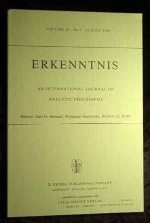 Imagen del vendedor de Volume 23. Nr. 2. 1985. Erkenntnis. An International Journal of Analytic Philosophy. a la venta por Roland Antiquariat UG haftungsbeschrnkt