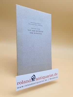 Immagine del venditore per Von der Methode der sthetik = De la mthode en esthtique. venduto da Roland Antiquariat UG haftungsbeschrnkt