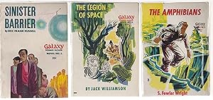 Bild des Verkufers fr SINISTER BARRIER; THE LEGION OF SPACE; THE AMPHIBIANS - Galaxy Science Fiction Novels No 1, 2 and 4 (set of 3 digest paperbacks) zum Verkauf von Bookfever, IOBA  (Volk & Iiams)