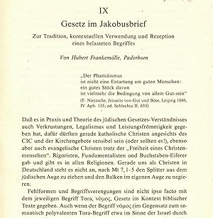 Bild des Verkufers fr Gesetz im Jakobusbrief. Zur Tradition, kontextuellen Verwendung und Rezeption eines belasteten Begriffes (Sonderdruck) zum Verkauf von Paderbuch e.Kfm. Inh. Ralf R. Eichmann