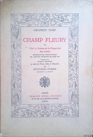Seller image for Champ fleury ou l'Art et Science de la Proportion des Lettres for sale by Klondyke