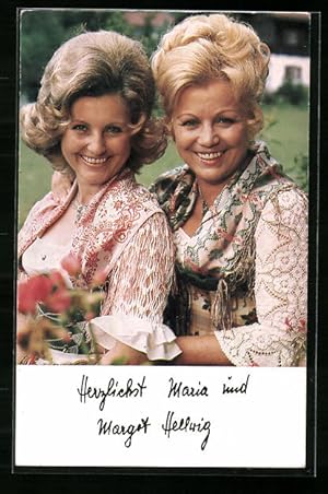 Seller image for Ansichtskarte Musikerinnen Maria und Margot Hellwig, Autogramm for sale by Bartko-Reher