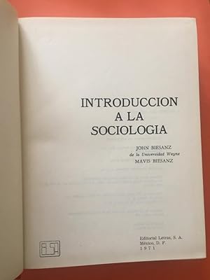 Immagine del venditore per Introduccin a la Sociologa venduto da Libreria Anticuaria Camino de Santiago