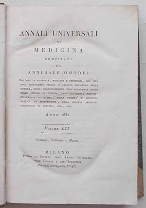 Annali universali di medicina. Anno 1832. Volume LXI. Gennajo, Febbrajo e Marzo.
