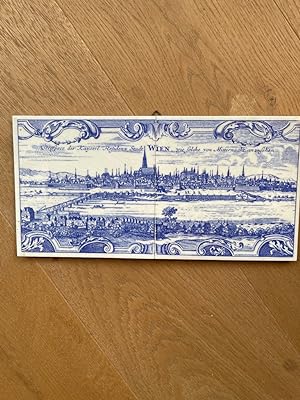 Bild Stadt Wien auf Keramik platte Blau weiss