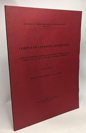 Immagine del venditore per Corpus of Cypriote Antiquities 1 early and middle bronze age pottery of the cesnola collection in the stanford university museum - Studies in Mediterranean archaeology Vol. XX:1 venduto da crealivres