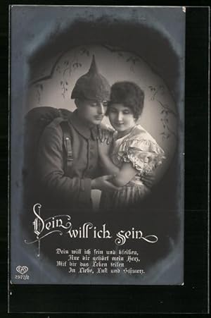 Bild des Verkufers fr Ansichtskarte Soldatenliebe, Seine will ich sein - Versprechen zum Abschied zum Verkauf von Bartko-Reher