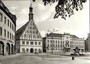 Ansichtskarte / Postkarte Zwickau in Sachsen, Hauptmarkt mit Rathaus und Gewandhaus, Stadttheater...