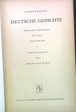 Imagen del vendedor de Deutsche Gedichte : Von d. Anfngen bis zur Gegenwart. a la venta por books4less (Versandantiquariat Petra Gros GmbH & Co. KG)