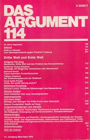 Imagen del vendedor de Das ARGUMENT 114 - Dritte Welt und Erste Welt Zeitschrift fr Philosophie und Sozialwissenschaften 21. Jahrgang Mrz/April 1979 a la venta por Versandantiquariat Nussbaum