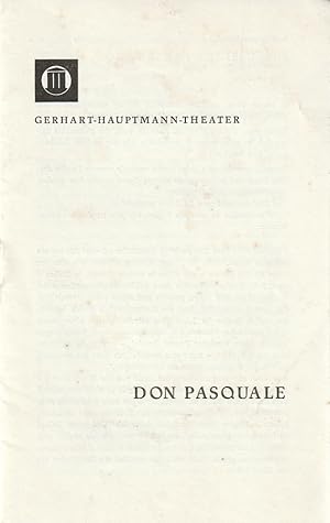 Bild des Verkufers fr Programmheft Gaetano Donizetti DON PASQUALE Premiere 7. Januar 1970 zum Verkauf von Programmhefte24 Schauspiel und Musiktheater der letzten 150 Jahre