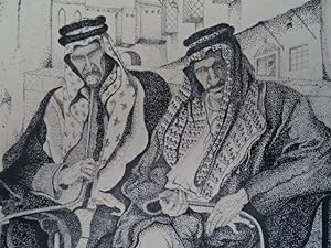 (Shisha rauchende Araber). Orig.-Federzeichnung. Hamburg, 1927. Signiert und datiert. 32 x 24 cm.