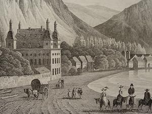 Bad Ems. Auf dem Wege nach Nassau. Stahlstich, um 1860. 9,9 x 14,3 cm.