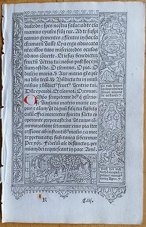 Seller image for Original Leaf Book of Hours Horae Vostre Paris - 1510 for sale by raremapexchange