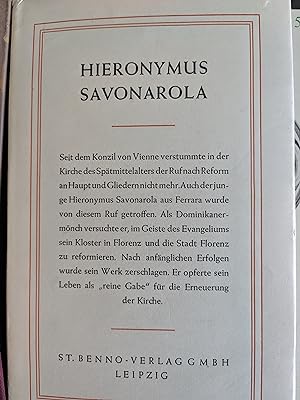 Immagine del venditore per Hieronymus Savonarola : Auswahl aus seinen Schriften und Predigten venduto da Koinonia-Oriens Bookseller