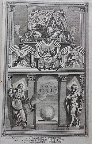 Seller image for La Sainte Bible, du Vieux et du Nouveau Testament. Suivant la version ordinaire des Eglises rformes, revue sur les originaux, et retouche dans le langage. Avec des prfaces particulires sur chacun des Livres de l'Ecriture sainte, tires de la Bible de Mr. Martin. Nouvelle dition, revue et corrige par Samuel Scholl, pasteur de l'Eglise franoise de Bienne. for sale by Le Cabinet d'Amateur