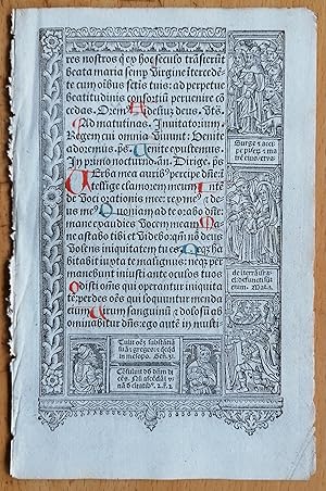 Seller image for Original Leaf Book of Hours Horae Vostre Paris - 1510 for sale by raremapexchange