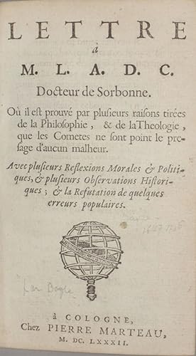 Lettre à M. L.A.D.C. docteur de Sorbonne. Où il est prouvé par plusieurs raisons tirées de la phi...