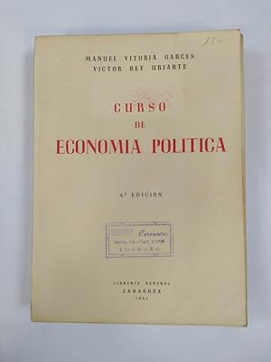 Seller image for CURSO DE ECONOMA POLTICA. ZARAGOZA 1961. for sale by TraperaDeKlaus