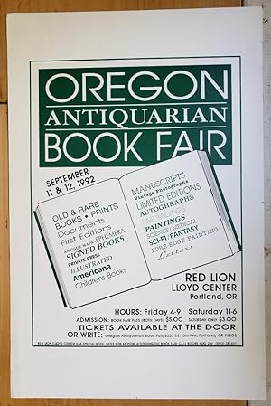Original Book Fair Poster - "Oregon Antiquarian Book Fair, September 11 & 12, 1992, Red Lion Lloy...