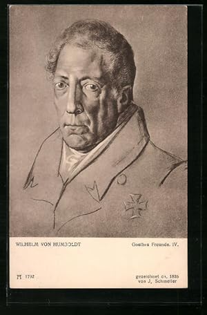 Bild des Verkufers fr Ansichtskarte Wilhelm von Humboldt, Portrait mit Eisernem Kreuz zum Verkauf von Bartko-Reher