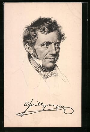 Bild des Verkufers fr Ansichtskarte Franz Grillparzer, Portrait mit Fliege zum Verkauf von Bartko-Reher