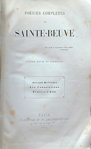 Image du vendeur pour Poesies completes de Sainte-Beuve mis en vente par Librodifaccia