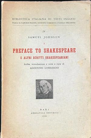Seller image for Samuel Johnson. Preface to Shakespeare e altri scritti shakespeariani for sale by Librodifaccia