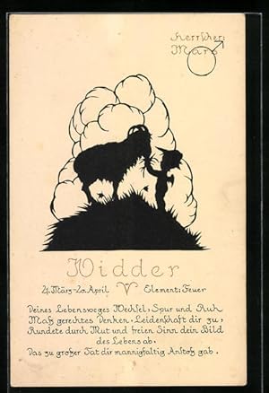 Bild des Verkufers fr Ansichtskarte Charaktereigenschaften des Sternzeichens Widder zum Verkauf von Bartko-Reher