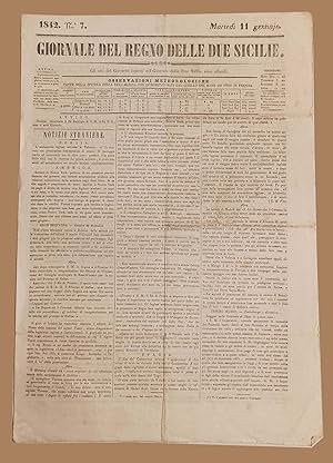 Giornale del Regno delle Due Sicilie 11 Gennaio 1842 Medicina Caserta Napoli