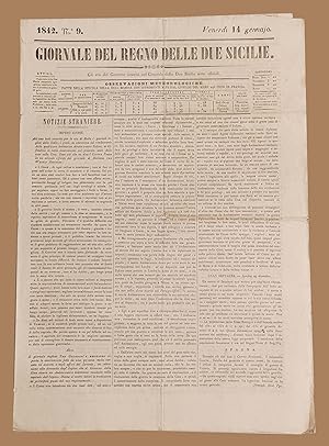 Giornale del Regno delle Due Sicilie 14 Gennaio 1842 Ferdinando II Chieti Napoli