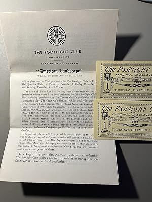 The Footlight Club Announcement of the Production of American Landscape along with Two Tickets